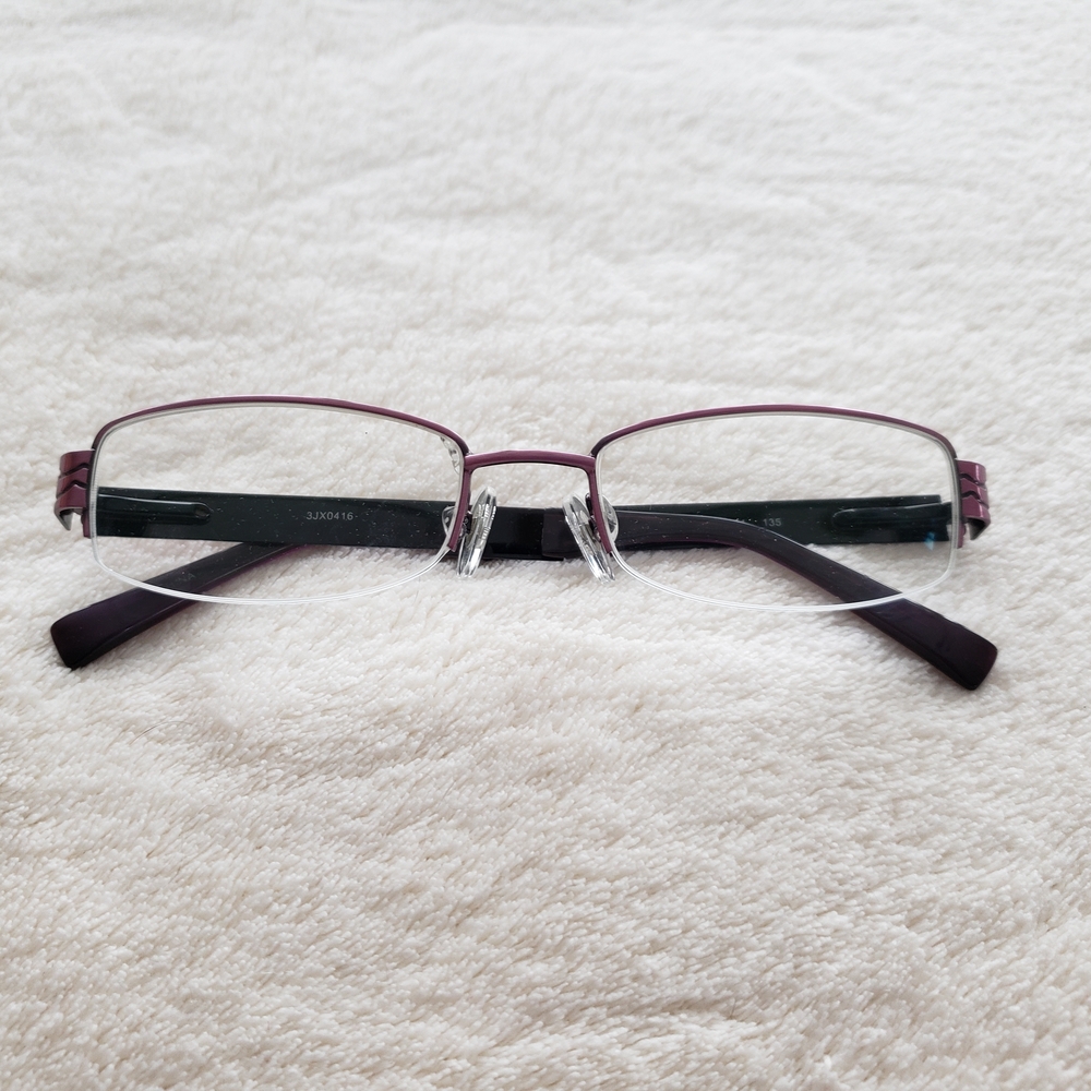 Rose Colored Designer Half Rim Eyeglass Frames